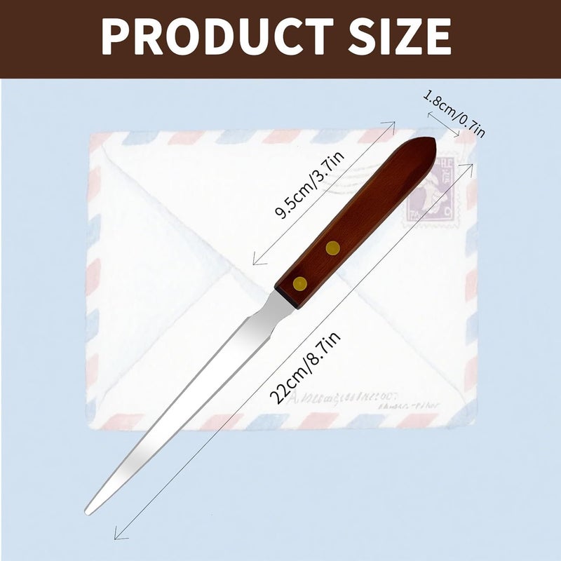 MCSDFN 2Pcs Letter Openers with Wood Handle, Stainless Steel Letter Opener Envelope Slitter Hand Mail Opener Tool Letter Knives for Office Home School Box Supplies - Image 2